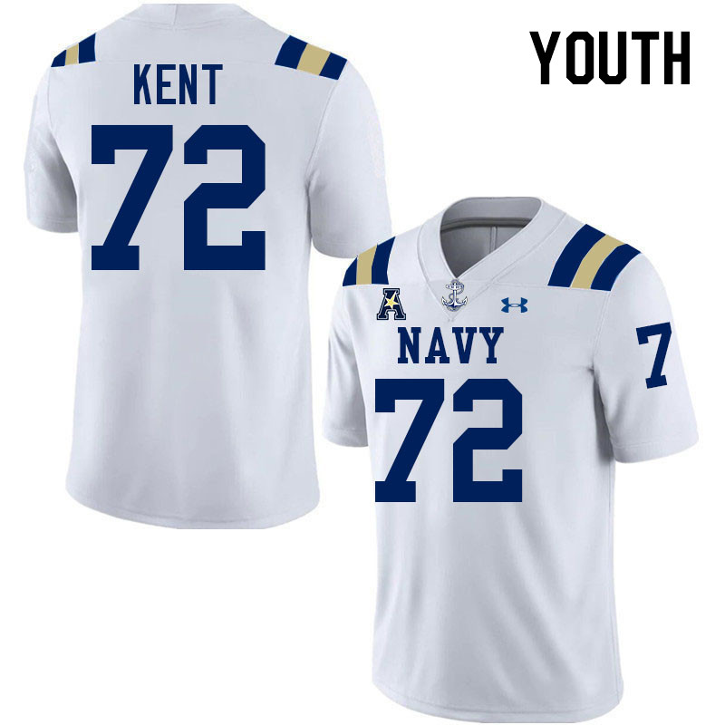 Youth Navy Midshipmen #72 Nathan Kent College Football Jerseys Stitched-White